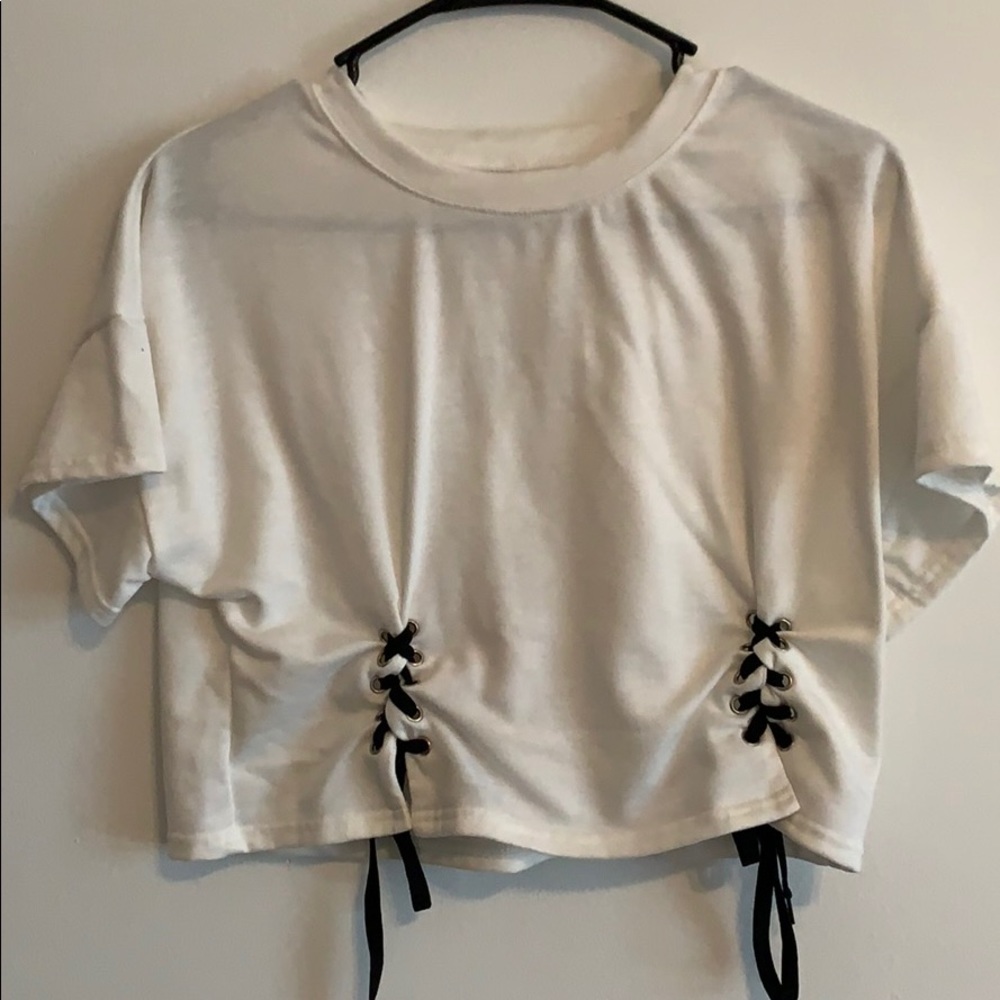 Never worn White tee with tie details